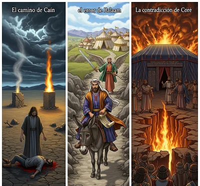 El camino de Caín, el error de Balaam y la contradicción de Coré