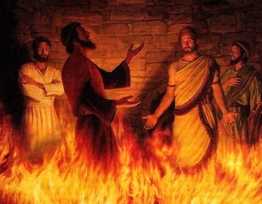 Los tres hebreos en el horno de fuego ardiendo. Sadrac Mesac y AbedNego